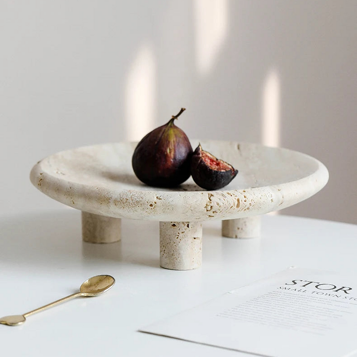 Wabi Sabi Travertine Decorative Tray – Marble Fruit Bowl