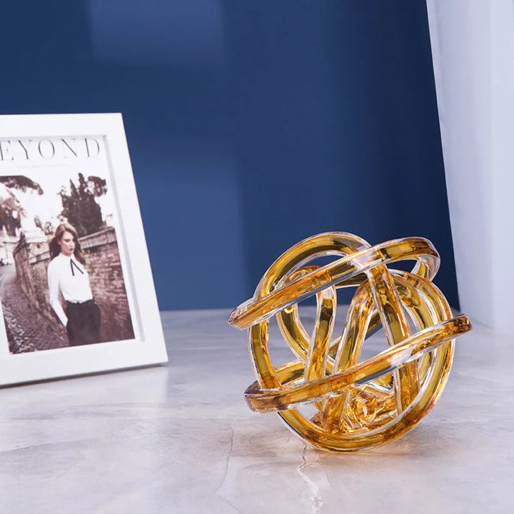 Twisted Glass Chain Sculpture – Modern Transparent Decor