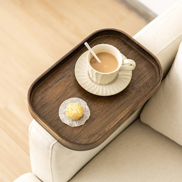 Bamboo Fruit Plate Tray – Modern Minimalist Serving Tray for Tea Table, Coffee Corner, or Small Mobile Tabletop
