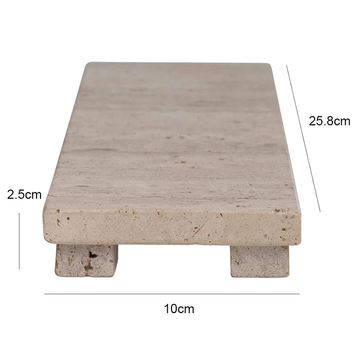 Raised Travertine Footed Tray – Natural Marble Soap & Vanity Holder