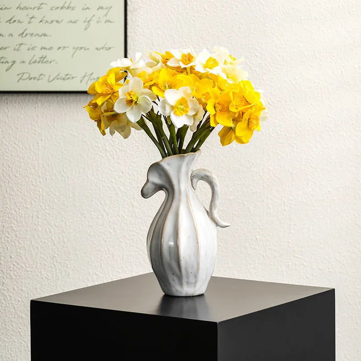 One-Handled Ceramic Vase – Modern Nordic Minimalist Decor