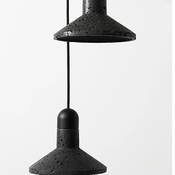Industrial Black Stone Pendant Lamp – Nordic Retro LED Chandelier