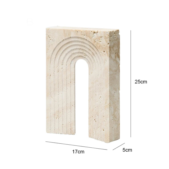 Travertine Marble Arch Sculpture – Minimalist Stone Home Decor
