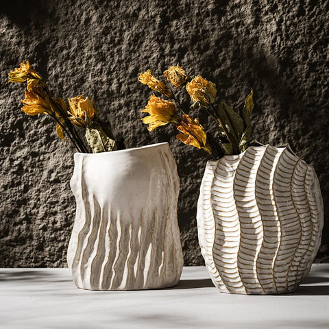 Retro Ceramic Hippocampus Vase – Boho Nordic Table Decor