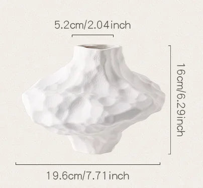 Geometric Stone Pattern Ceramic Vase – Modern Rockery-Style Decorative Flower Pot for Home & Tabletop