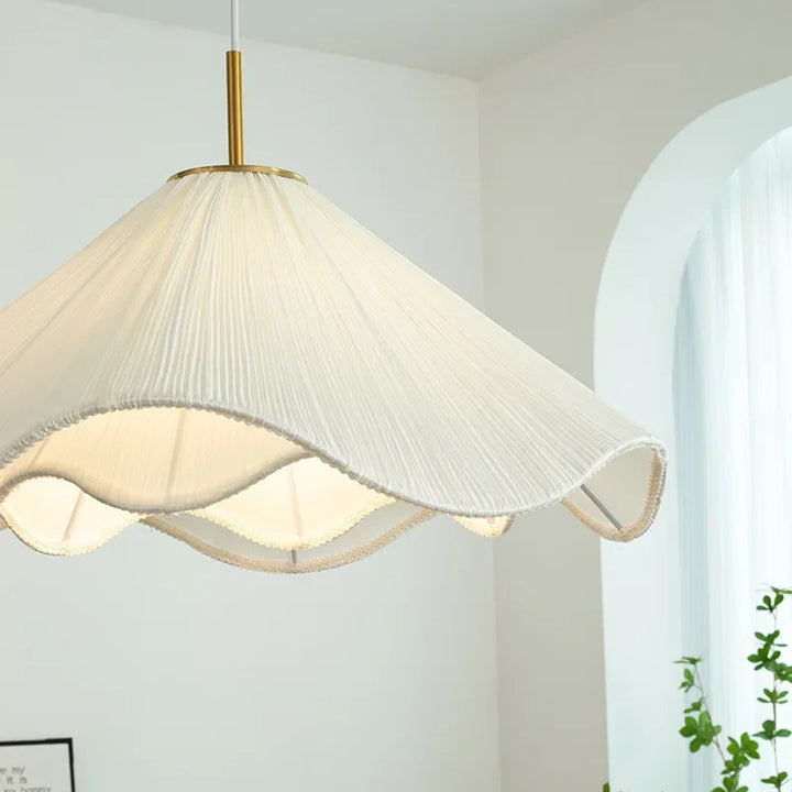 Nordic Fabric LED Chandelier – Modern White Pendant Light
