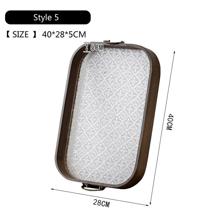 Acrylic Bamboo Tea & Pastry Tray – Minimalist Handle Serving Tray for Home, Kitchen, or Hotel