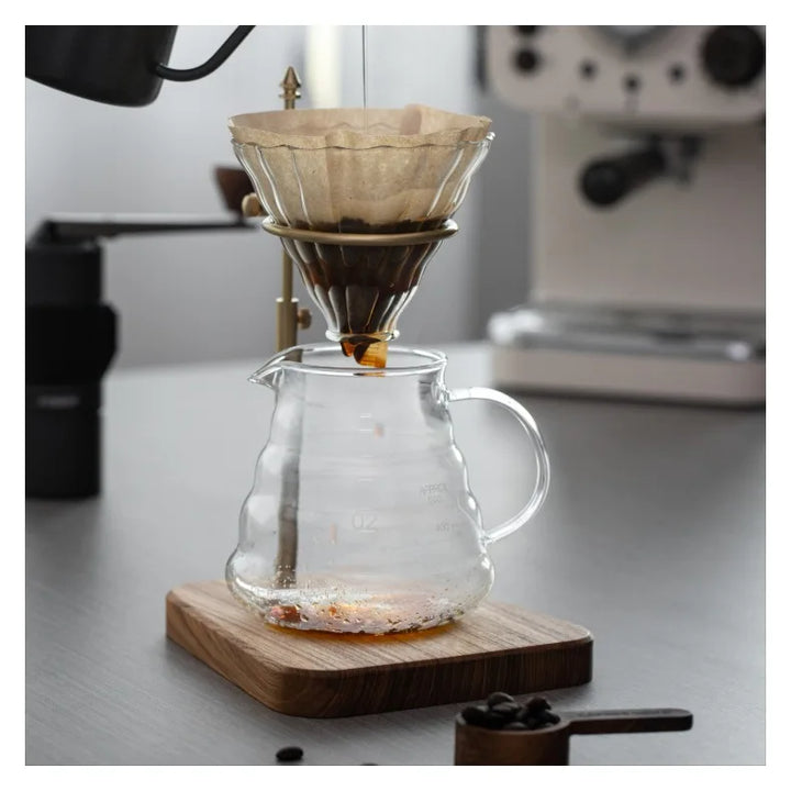 Adjustable Solid Wood Coffee Drip Stand – Brass Holder