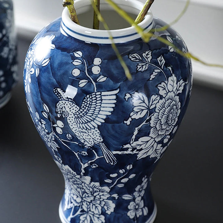 Blue and White Porcelain Vase – Classic Ceramic Table Decor