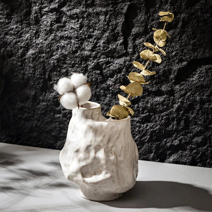 Double Mouth Ceramic Vase – Modern Ikebana Tabletop Decor