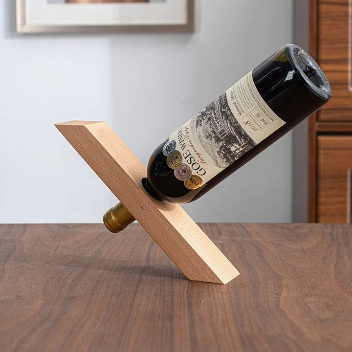 Wooden Slanted Wine Rack – Modern Minimalist Bottle Stand