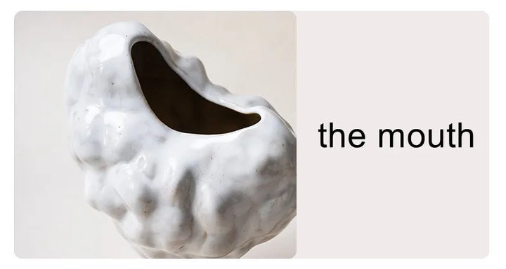 White Ceramic Vase – Retro Wabi Sabi Tabletop Decor