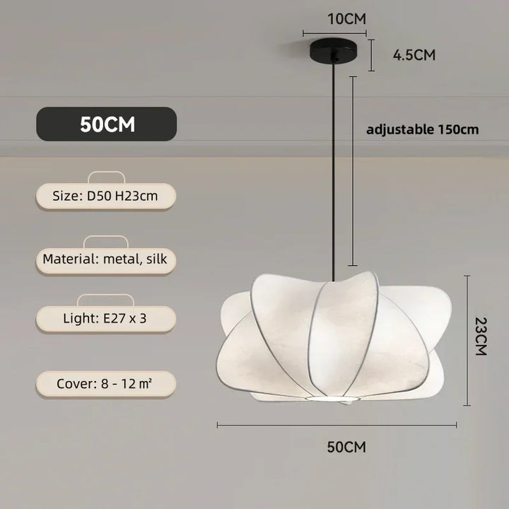 Wabi Sabi Silk LED Pendant Light – Japanese Style Lamp