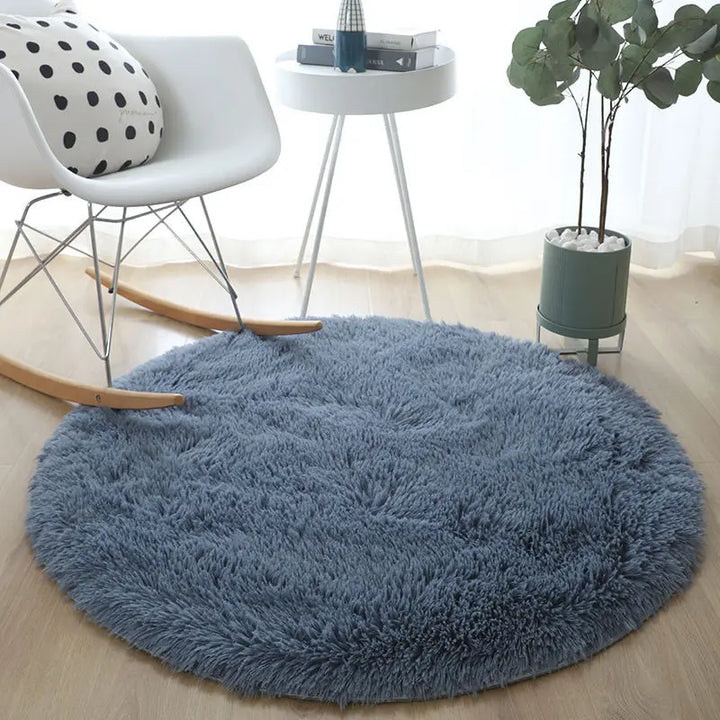 Round Plush Rug – Soft Fluffy Carpet for Living Room & Bedroom