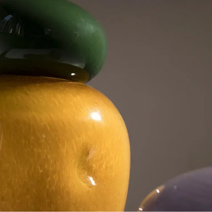 Elliptical Colored Glass Vase – Modern Desk Flower Pot