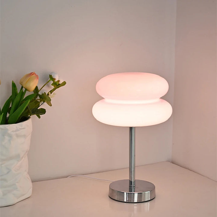 Stained Glass Egg Tart Table Lamp – Retro Mushroom Bedside & Desk Light for Bedroom, Study, Living Room Décor