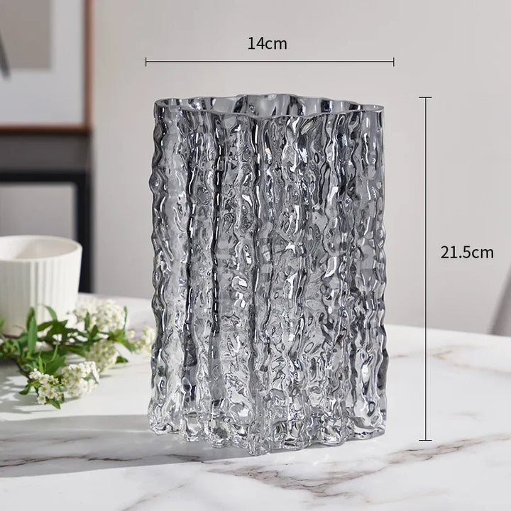 Creative Glacier Glass Vase – Modern Transparent Decor