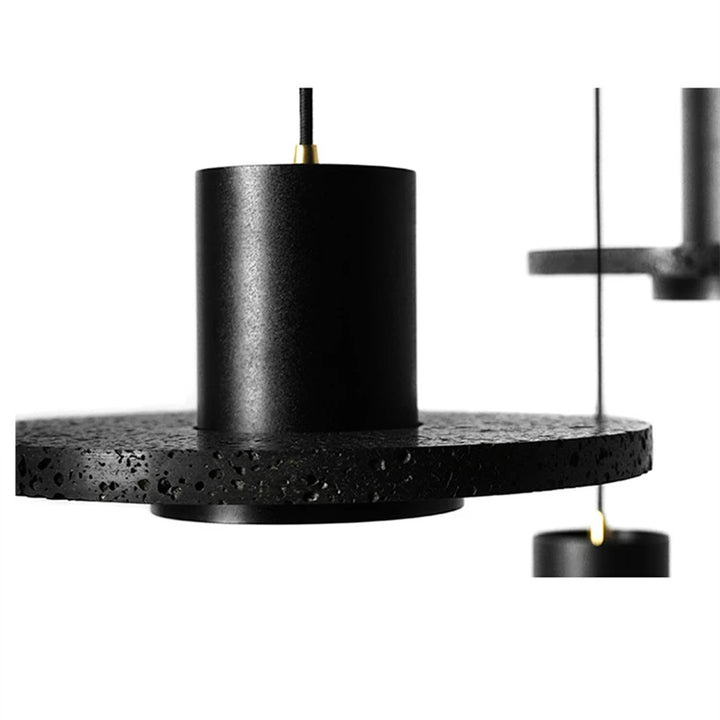 Industrial Black Stone Pendant Lamp – Nordic Retro LED Chandelier