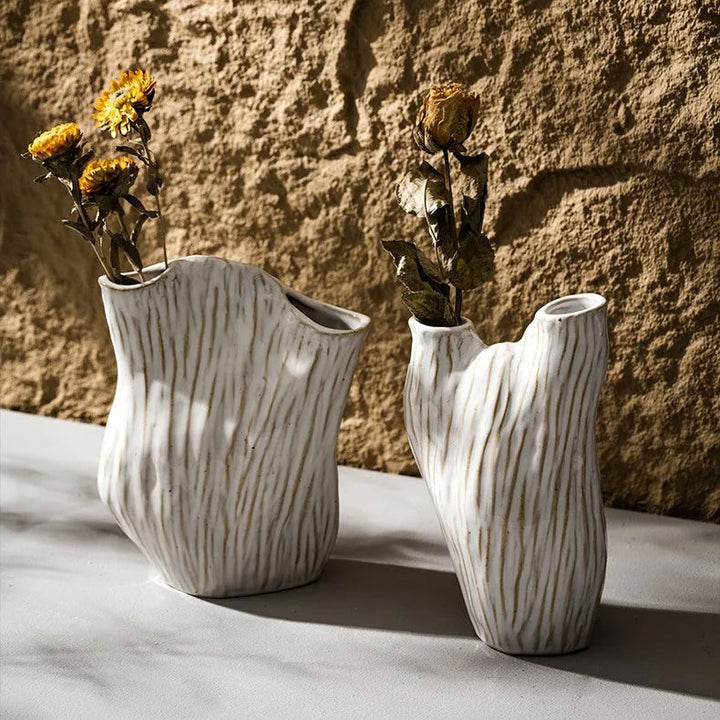 Double Mouth Ceramic Vase – Wabi Sabi Nordic Home Decor