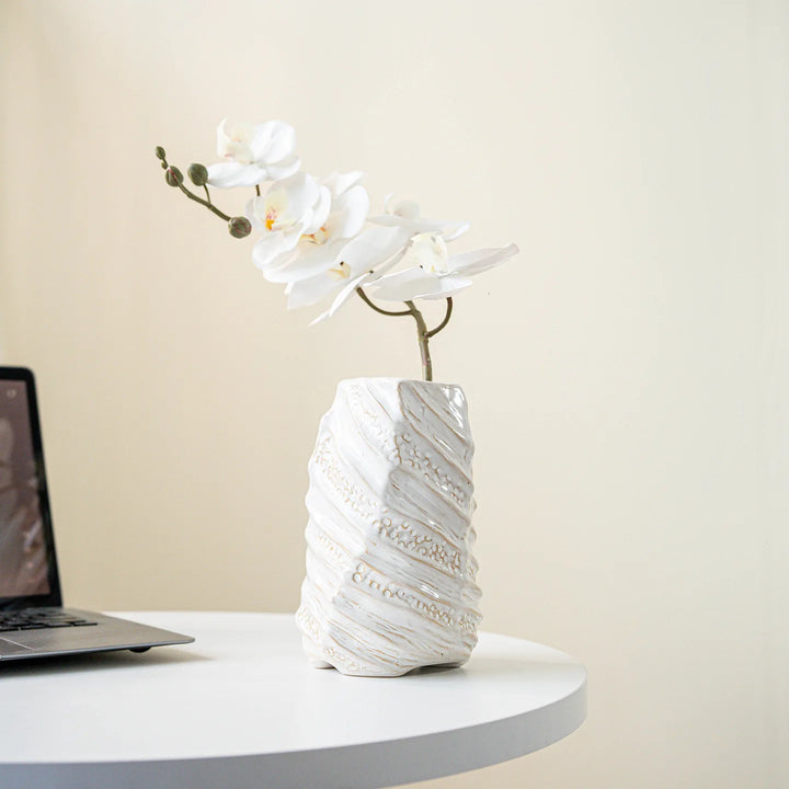 Wide Mouth Ceramic Vase – Nordic Minimalist Table Centerpiece