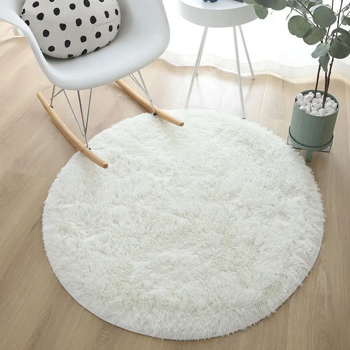 Round Plush Rug – Soft Fluffy Carpet for Living Room & Bedroom