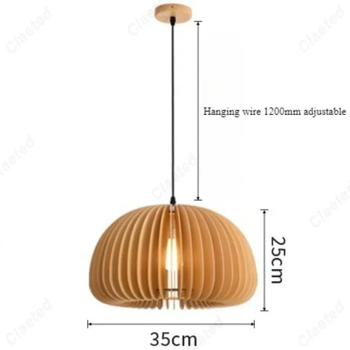 Creative Wooden LED Pendant Light – Vintage Modern Ceiling Lamp