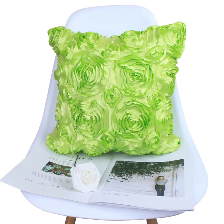 Rose Embroidered Pillow Cover – Decorative Cushion