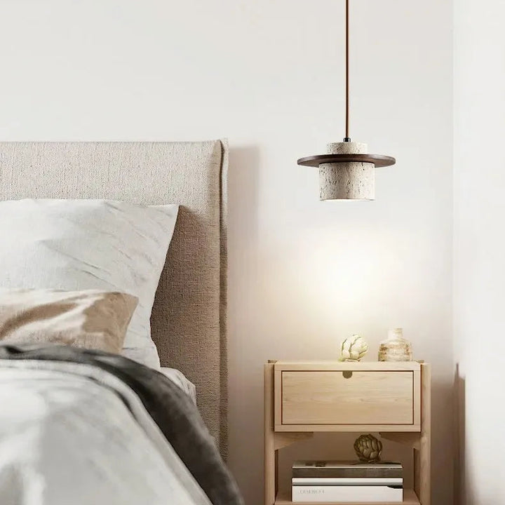 Japanese Minimalist Stone Pendant Light – LED Indoor Lamp