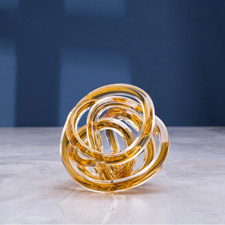 Twisted Glass Chain Sculpture – Modern Transparent Decor