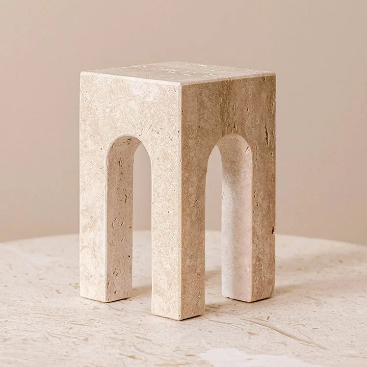 Minimalist Travertine Sculpture – Luxury Marble Home Décor