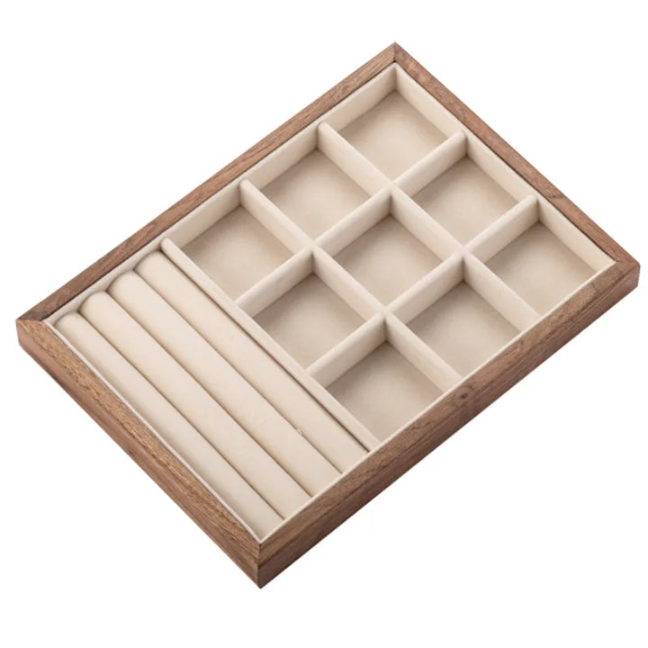 Black Walnut Jewelry Storage Box – Stackable Wooden Organizer with Large Capacity for Earrings, Necklaces & Accessories