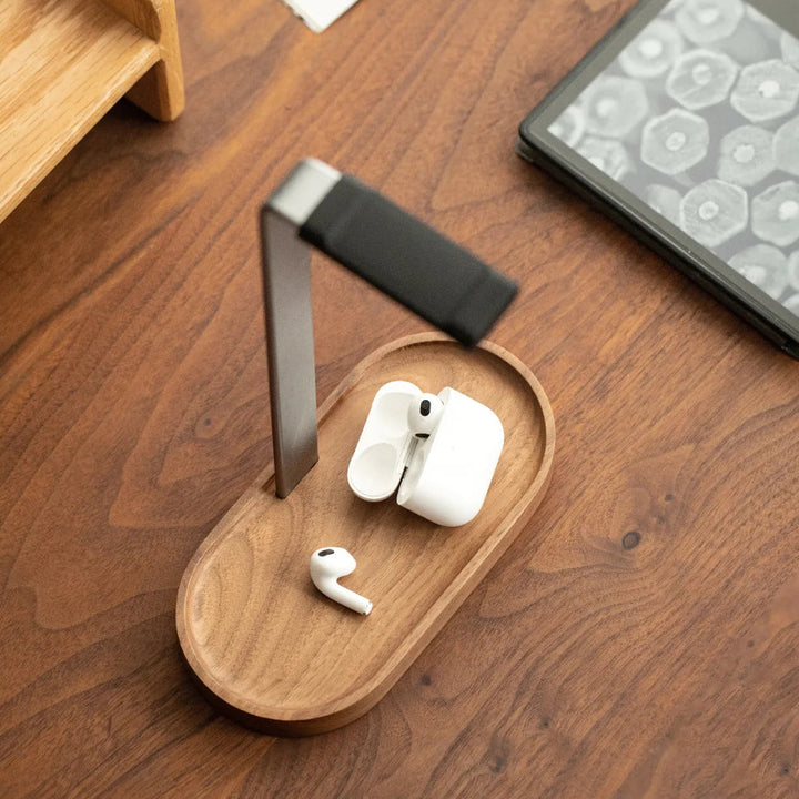 Wood and Metal Headphone Stand – Universal Desktop Holder