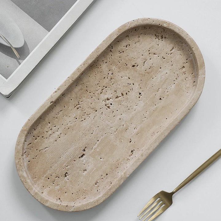 Minimalist Travertine Marble Tray – Vanity & Jewelry Decor