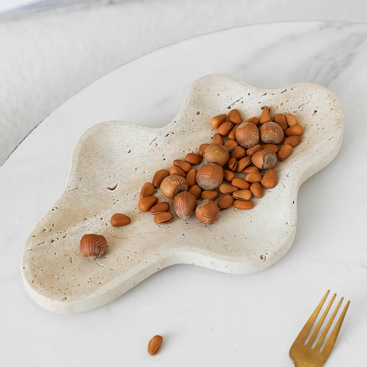Irregular Travertine Decorative Tray for Coffee Table