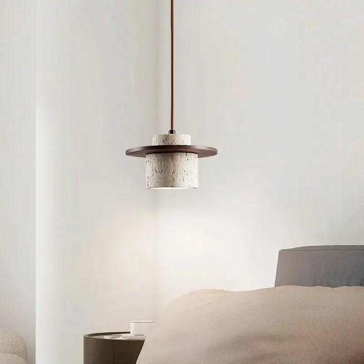 Japanese Minimalist Stone Pendant Light – LED Indoor Lamp