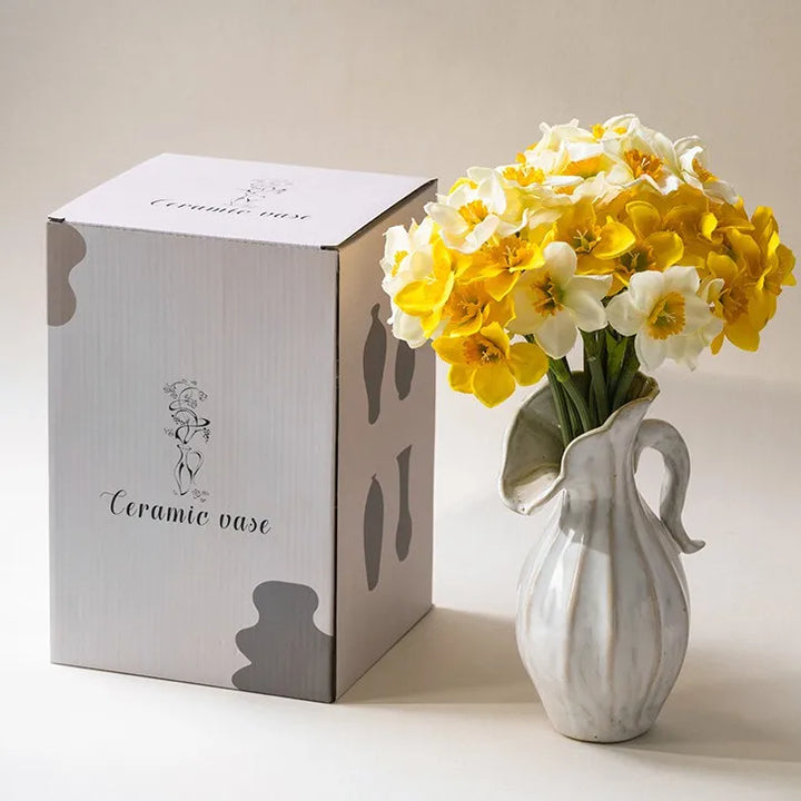 One-Handled Ceramic Vase – Modern Nordic Minimalist Decor