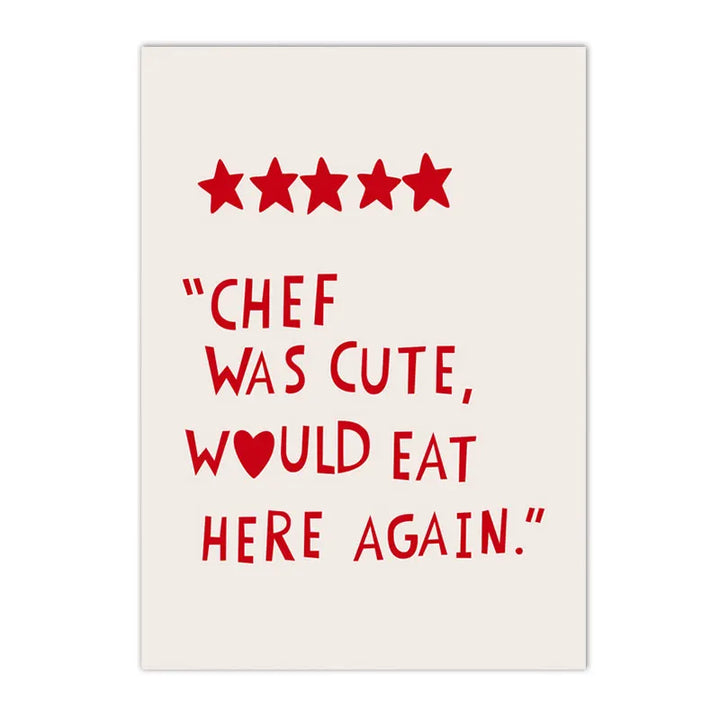 Red Heart Kitchen Quote Poster – Minimalist Nordic Canvas Print for Cooking Area, Dining Room & Restaurant Wall Art Decor