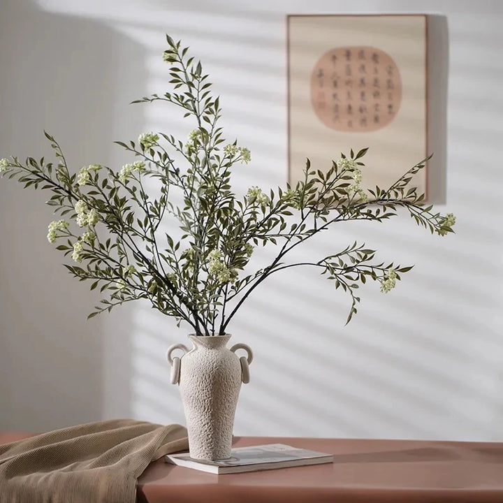 Nordic Ceramic Amphora Vase – Handmade Table Centerpiece