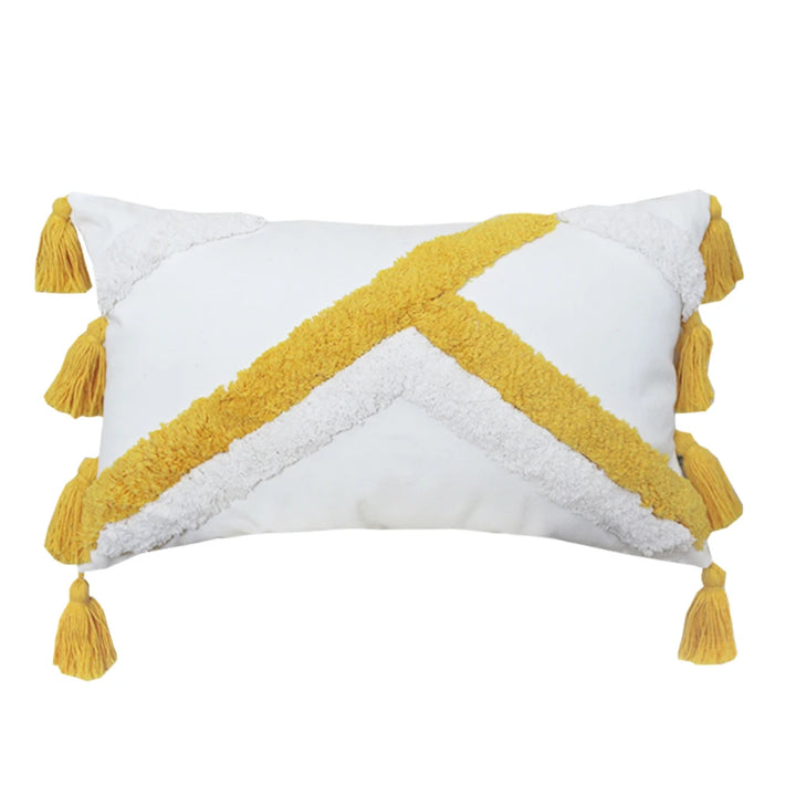 Boho Tufted Tassel Cushion Covers – Luxury Cotton Macrame Decorative Pillow Cases for Sofa, Bed & Living Room Decor