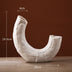 Nordic U-Shape Ceramic Vase – Modern Art Centerpiece for Pampas Grass, Dried Flowers, and Home Office Decor