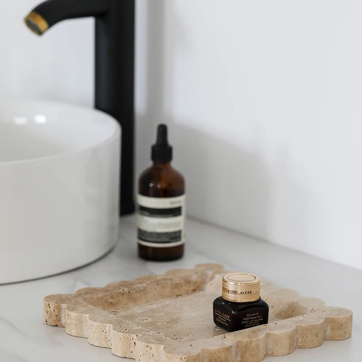 Travertine Scalloped Edge Vanity Tray