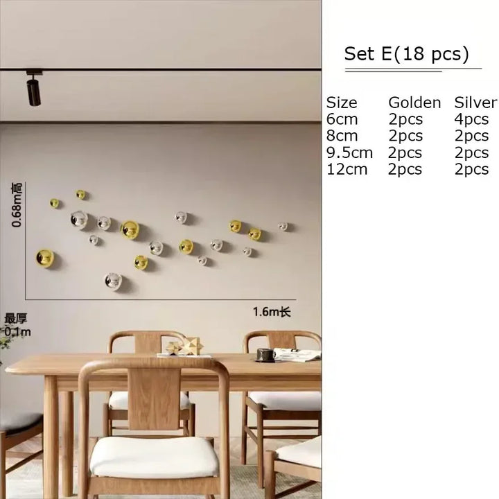 Golden and Silver Ball Wall Hanging Set – Modern Decor
