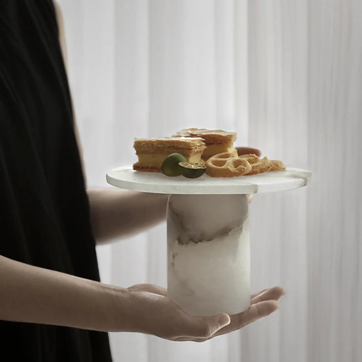White Onyx Marble Cake Stand – Pedestal Dessert Tray