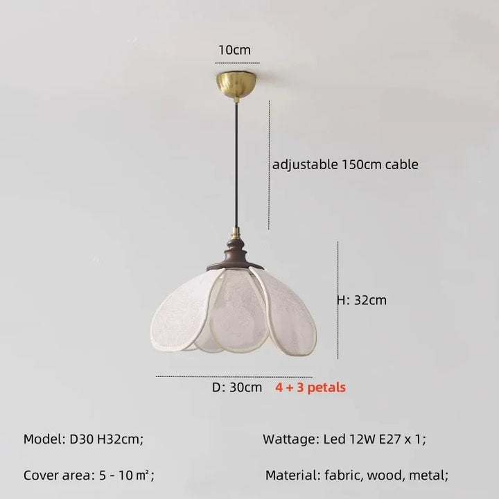 Cream Fabric Pendant Light – Nordic French Retro Chandelier