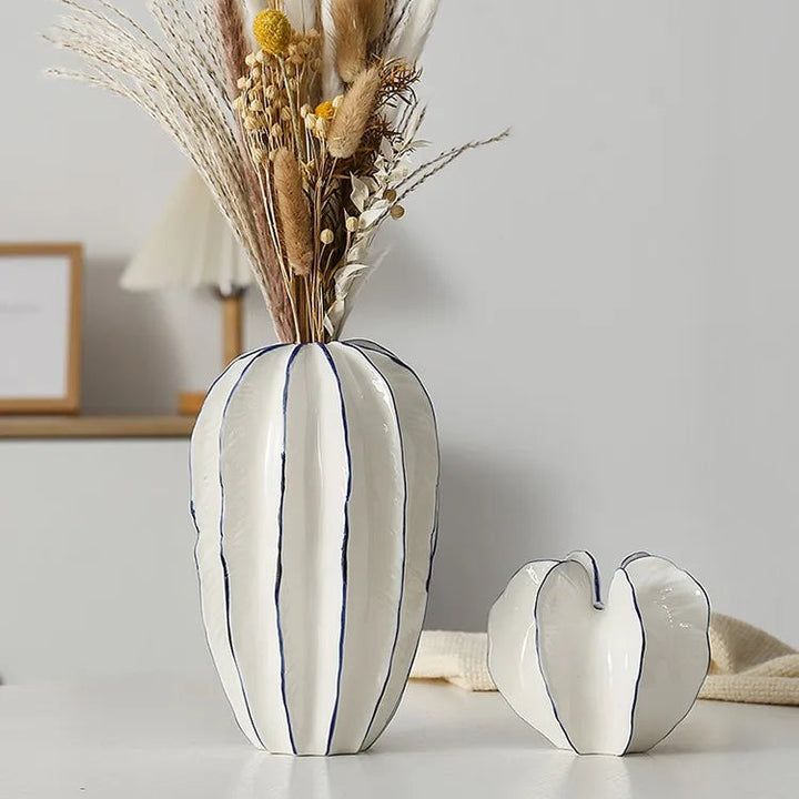 Ceramic Carambola Vase – Modern Tabletop Flower Centerpiece