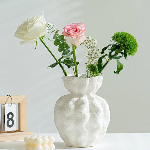 Nordic White Ceramic Vase – Modern Centerpiece Decoration