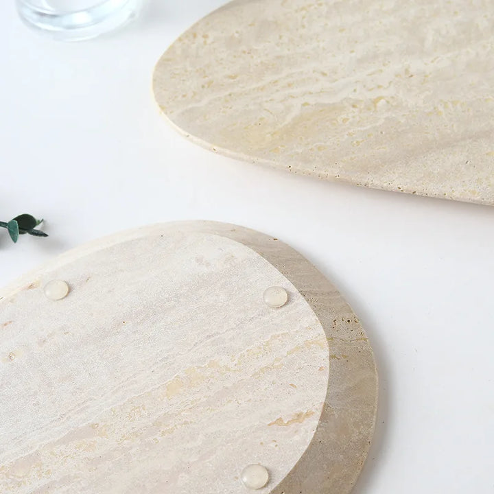 Irregular Natural Travertine Marble Tray – Jewelry, Vanity & Perfume Display Dish for Bathroom, Bedroom or Kitchen Decor