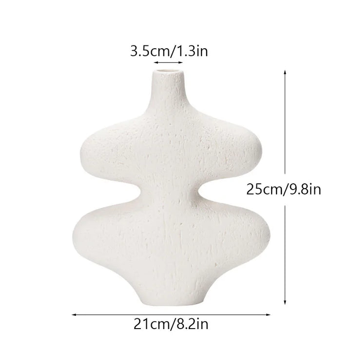 Scandinavian White Ceramic Vase – Minimalist Home & Wedding Decoration for Desk, Bedroom, and Office