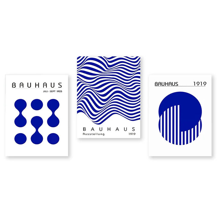 Blue Bauhaus Abstract Art Poster – Modern Canvas Wall Print