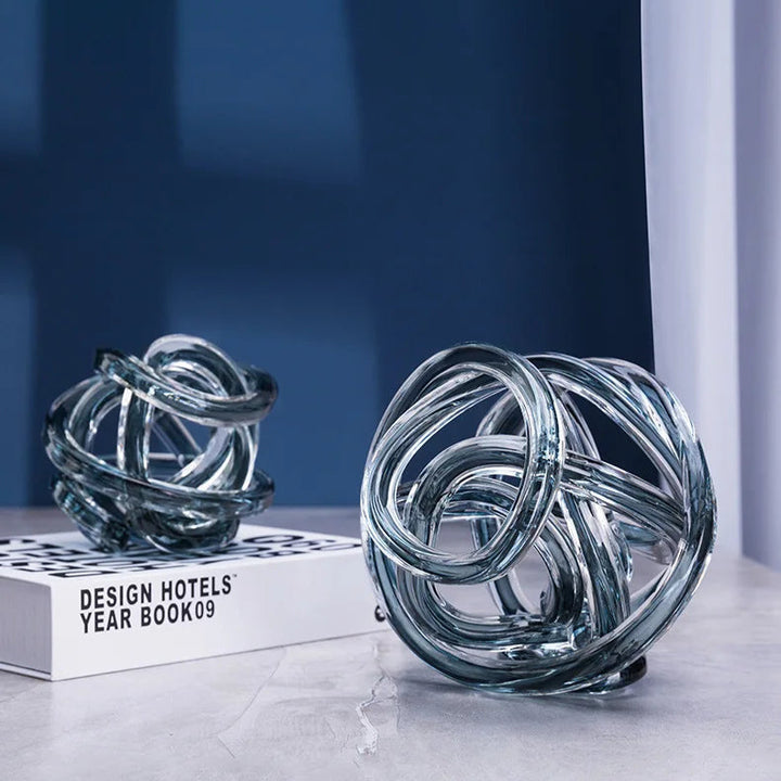 Twisted Glass Chain Sculpture – Modern Transparent Decor